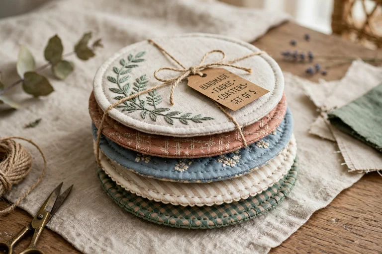 12 Easy Leftover Fabric Ideas 9 handmade fabric coasters stack