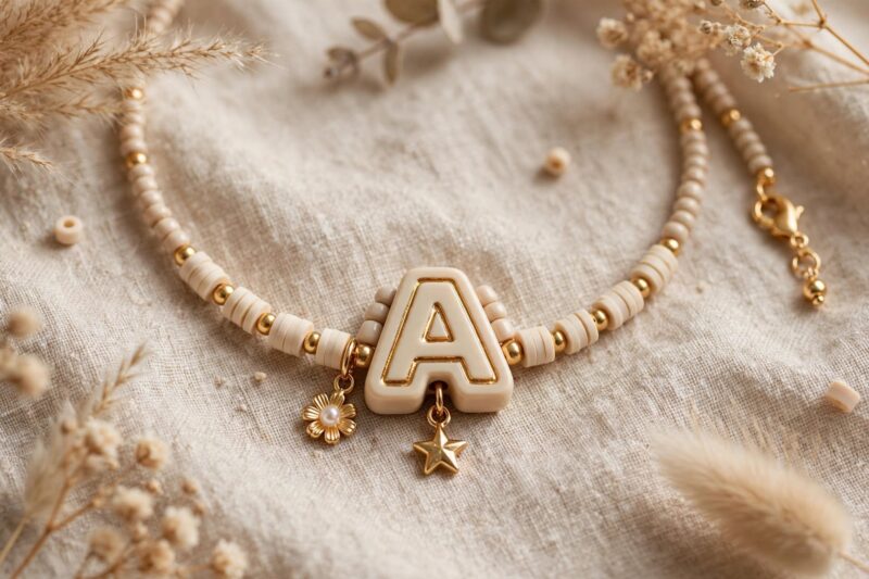 initial necklace flatlay