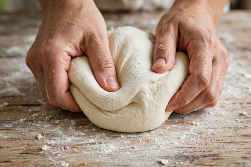 kneading dough hands