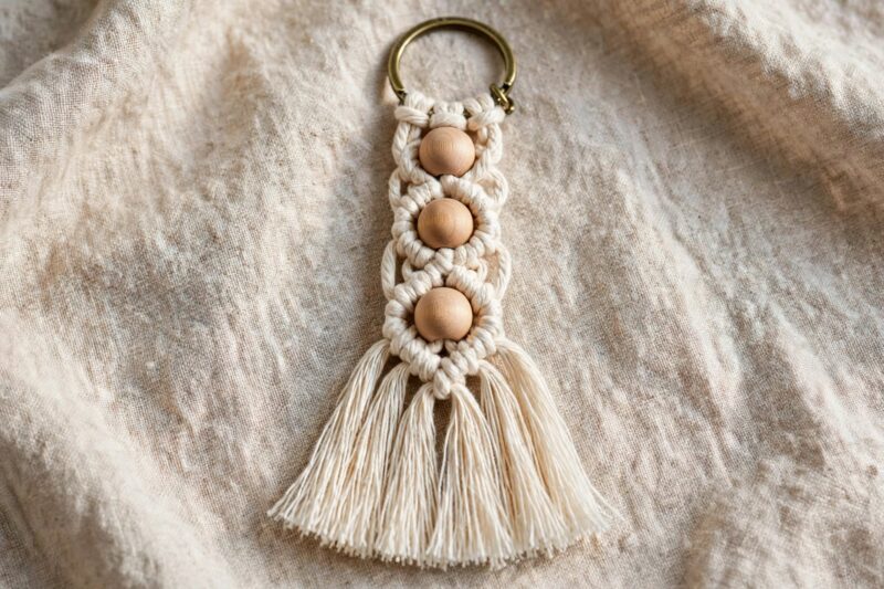 macrame_keychain_three_beads macrame keychain three beads