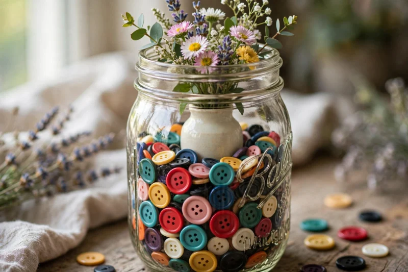 mason jar buttons flowers