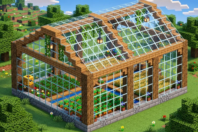 minecraft_greenhouse_isometric minecraft greenhouse isometric