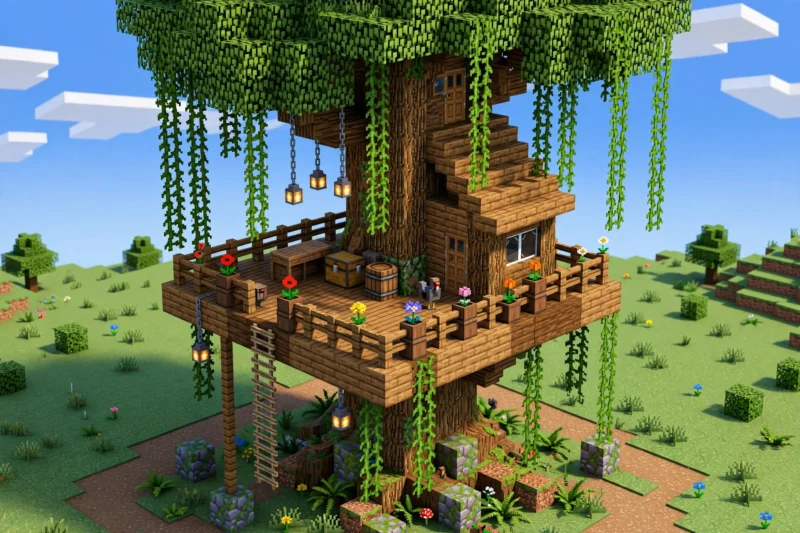 minecraft_isometric_treehouse minecraft isometric treehouse