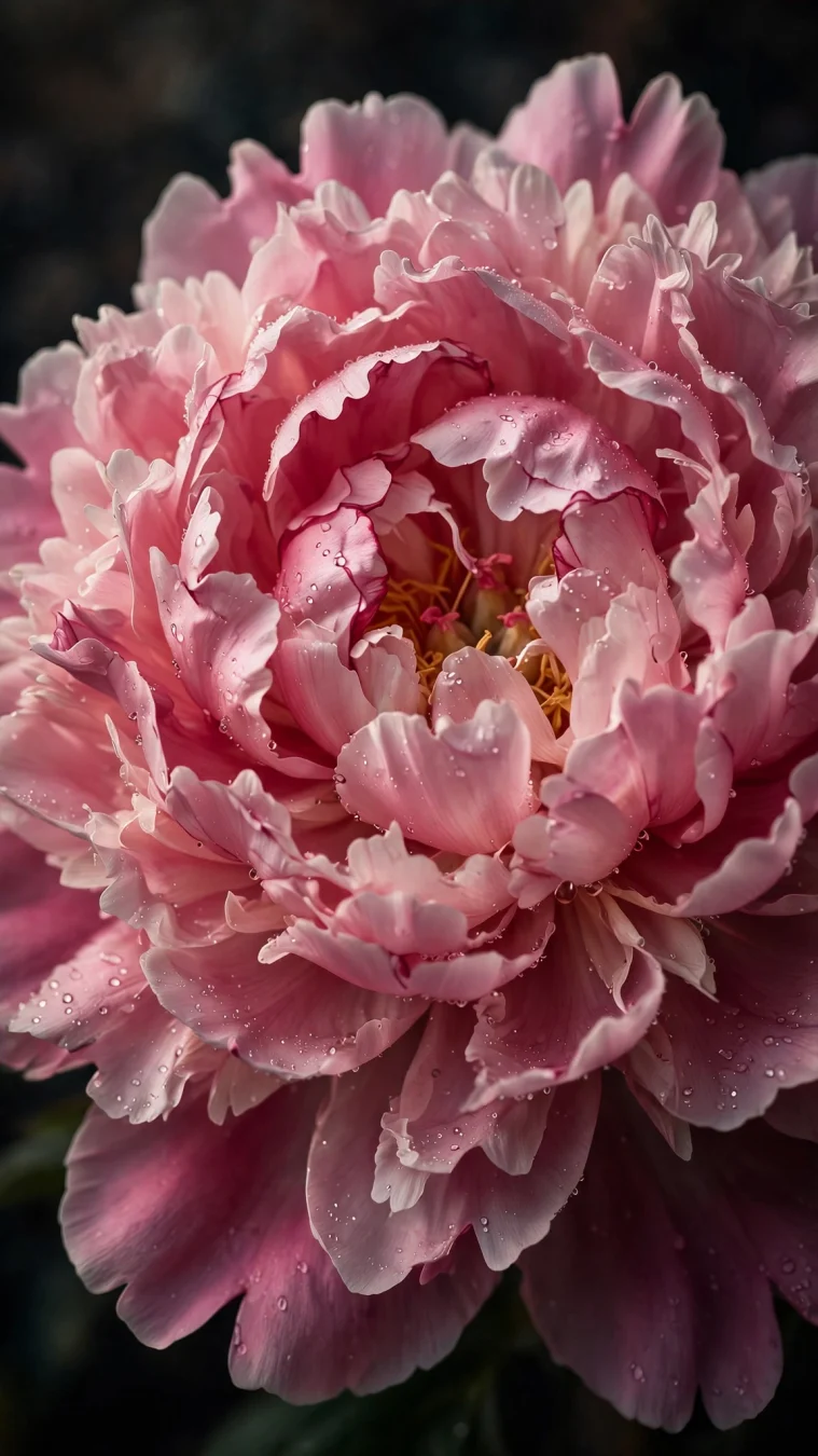 moody peony closeup