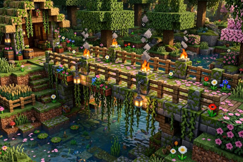 13 Creative Minecraft Bridge Ideas mossy_fairy_bridge