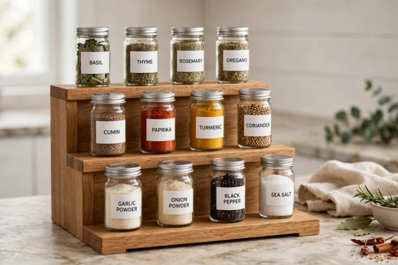 oak spice shelf