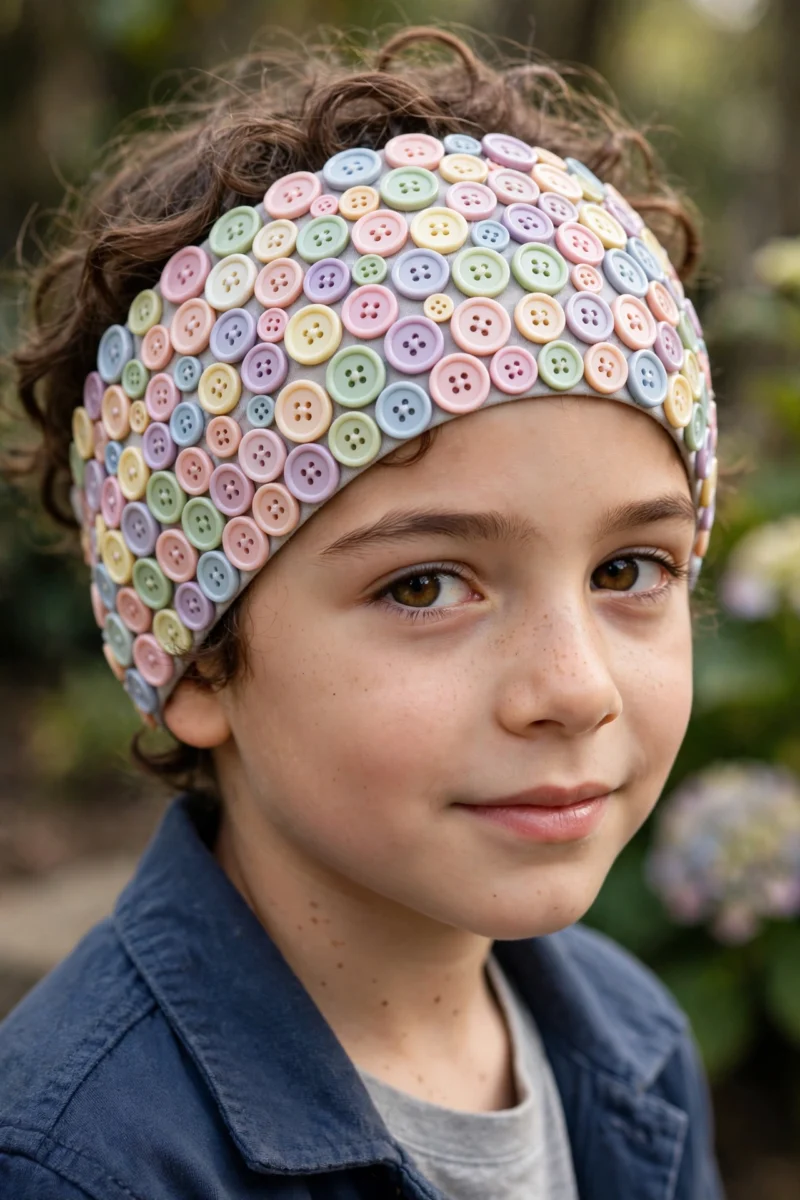 pastel button headband child