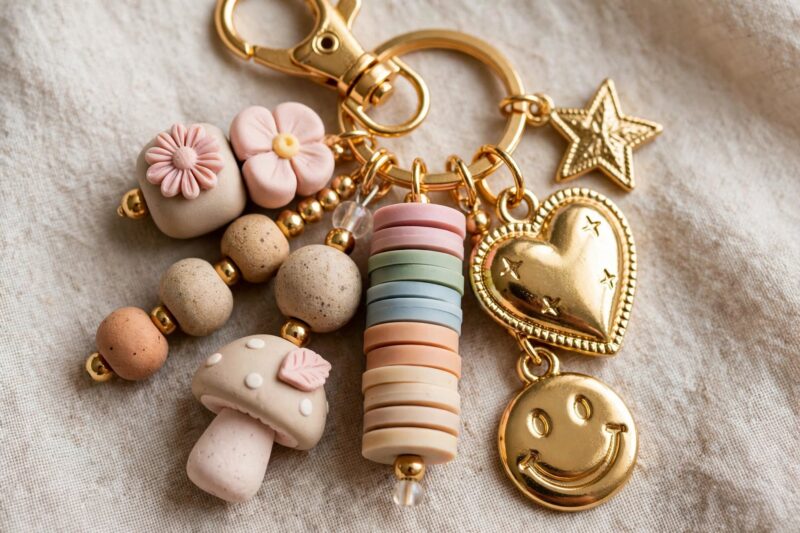 pastel_heishi_keyring_cluster pastel heishi keyring cluster
