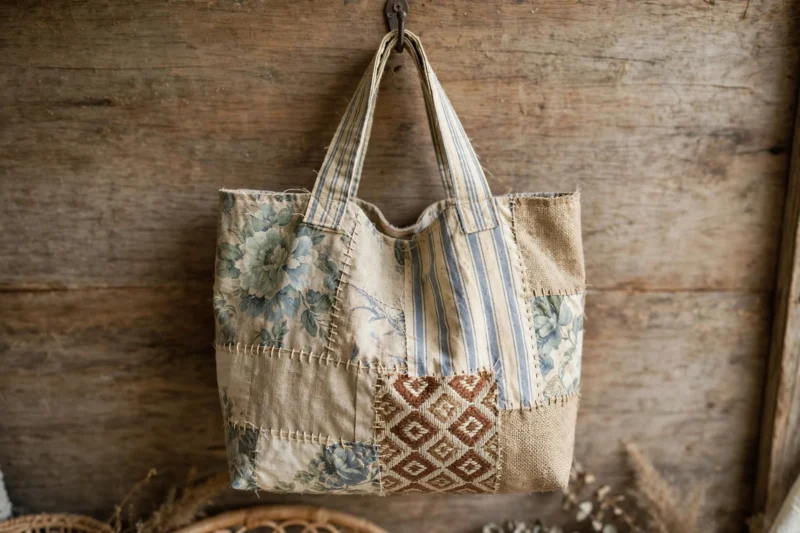 patchwork tote hanging