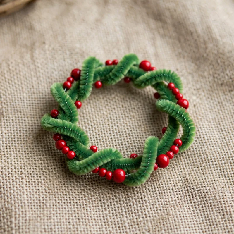 pipe cleaner wreath red beads