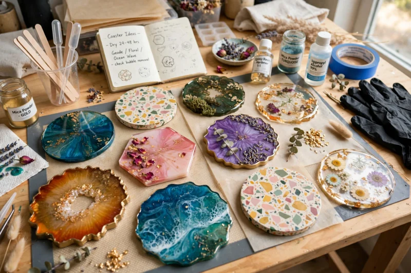 resin coasters workspace