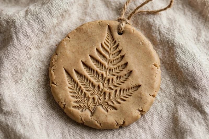 salt dough fern ornament