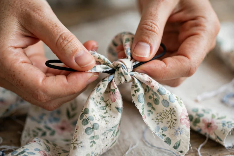 scrunchie knot tying