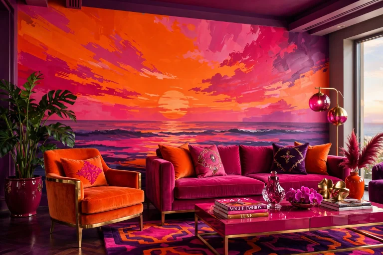 sunset mural living room 1