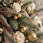 12 Earth Tone Christmas Tree Decorations taupe_gold_christmas_macro