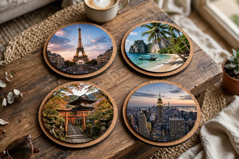 travel coasters flatlay