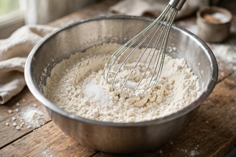 whisking flour salt