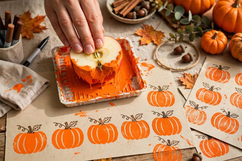 apple pumpkin stamping