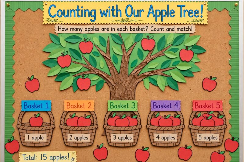 apple tree counting bulletin board