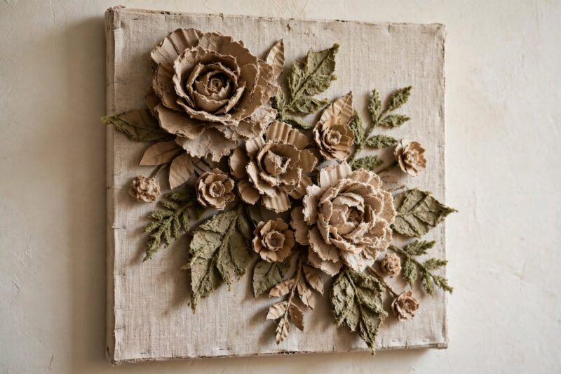 cardboard_pulp_floral_wall_art cardboard pulp floral wall art