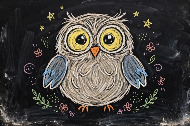 chalkboard owl drawing