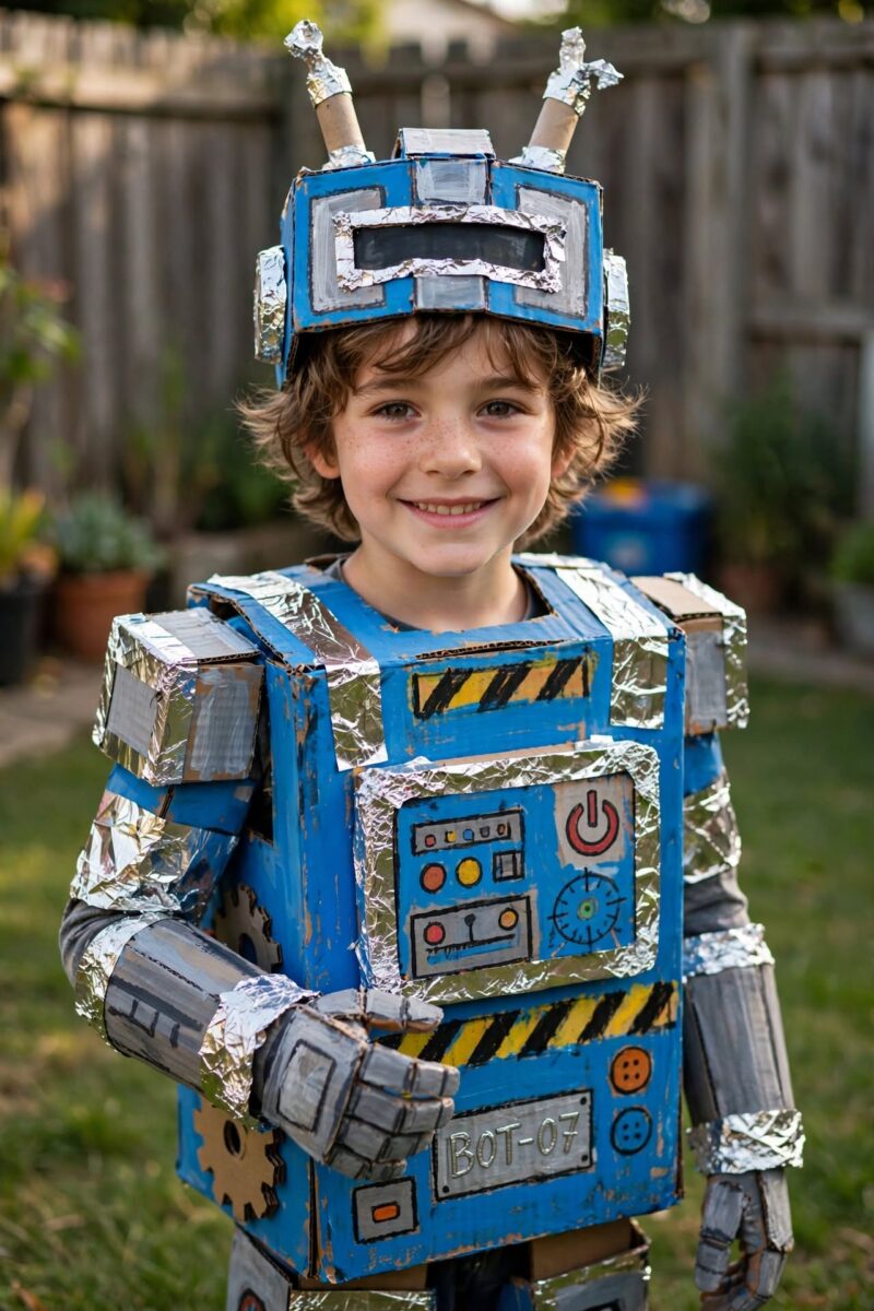 child_cardboard_robot child cardboard robot