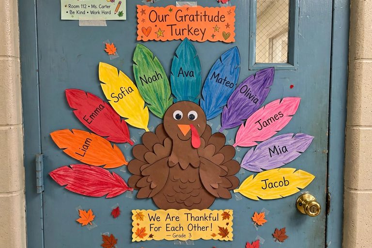 14 Easy Fall Classroom Door Ideas 7 classroom turkey display