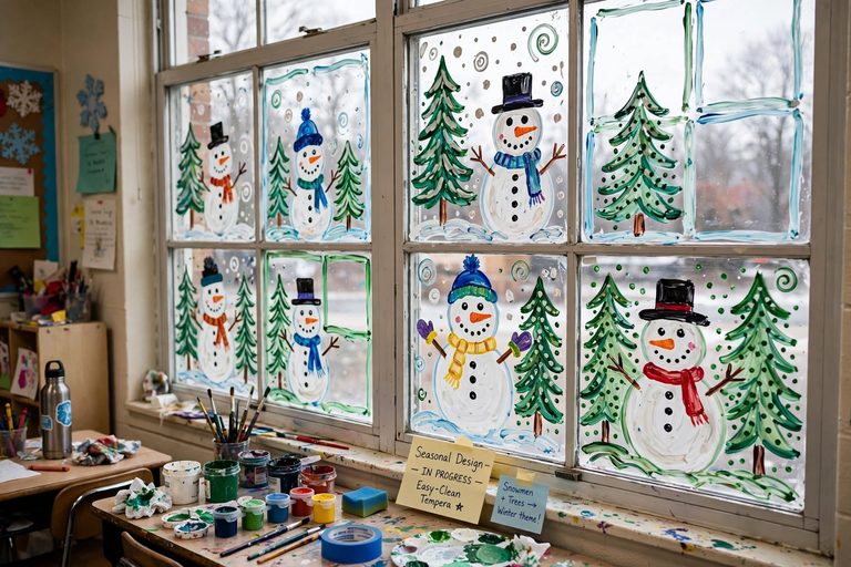 12 Creative Window Painting Ideas 5 classroom window tempera art
