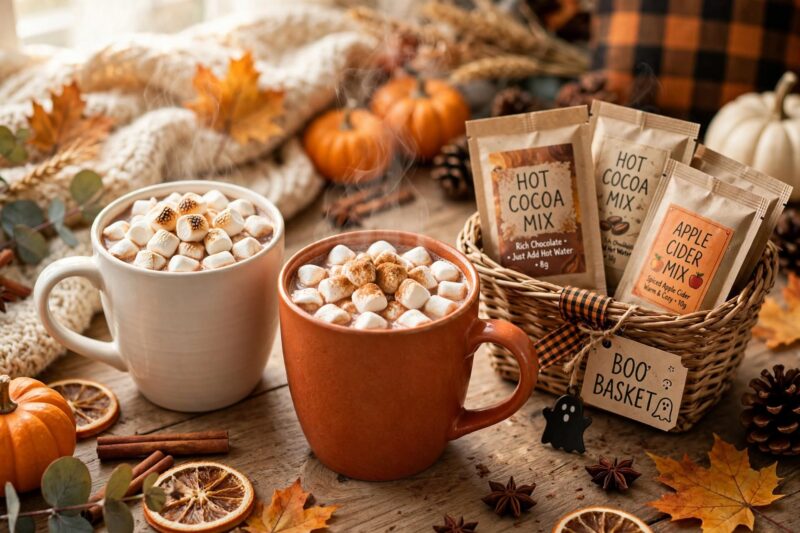 cozy boo basket flatlay