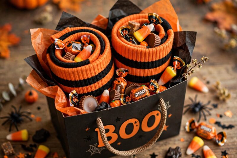 halloween sock boo basket