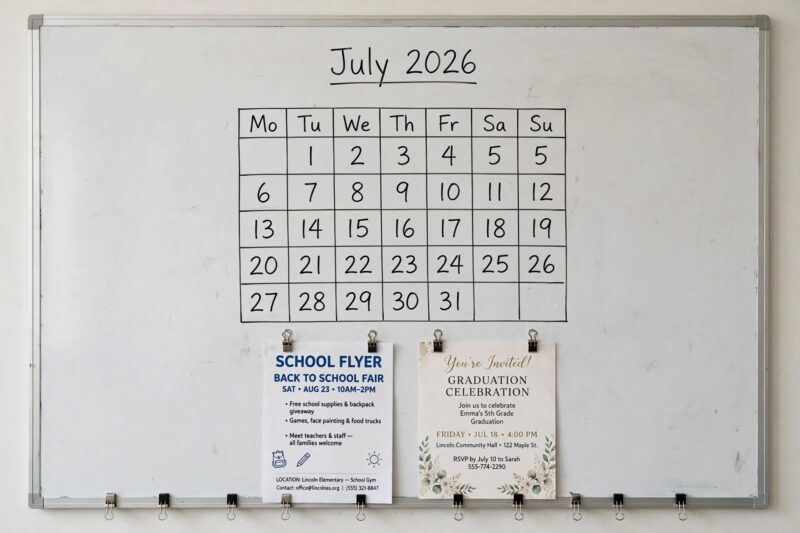 july 2026 whiteboard calendar