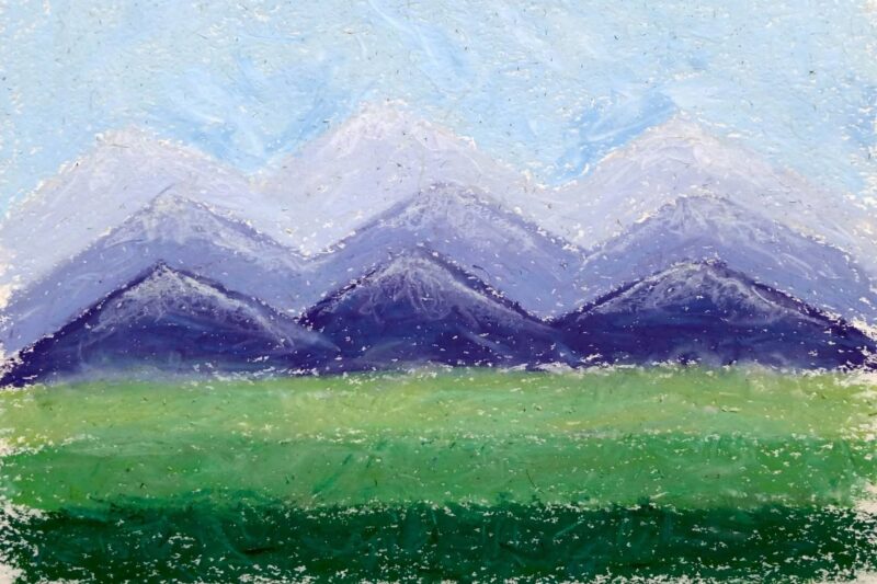 oil_pastel_mountain_landscape oil pastel mountain landscape