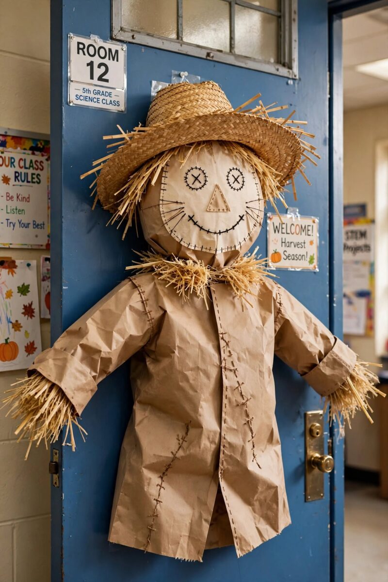 paper_bag_scarecrow_door paper bag scarecrow door
