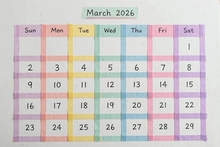 pastel washi calendar