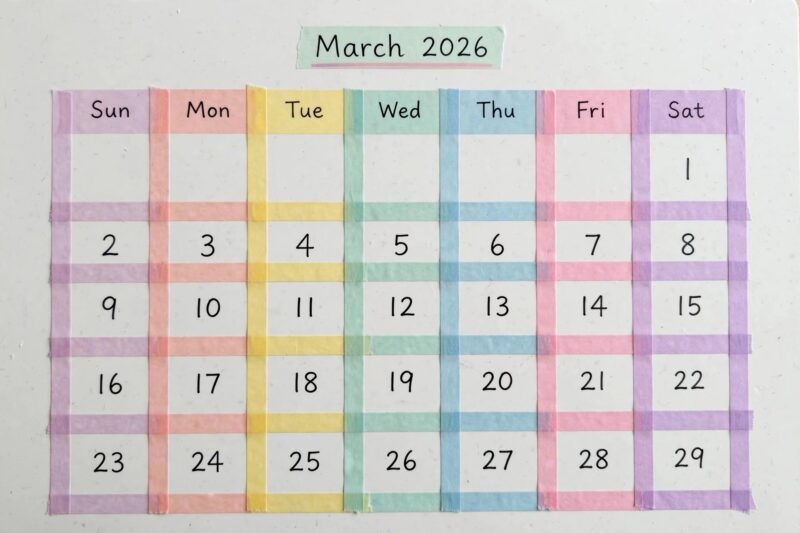 13 Best Whiteboard Calendar Ideas For Home pastel_washi_calendar