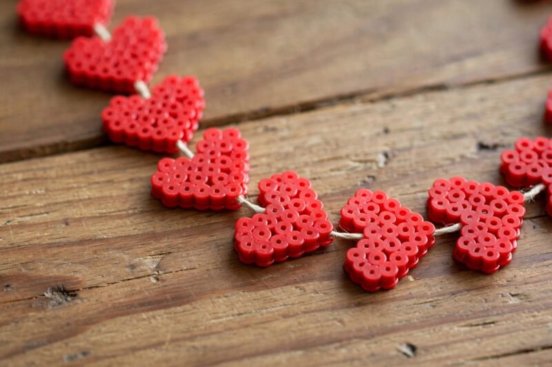 red heart bead garland