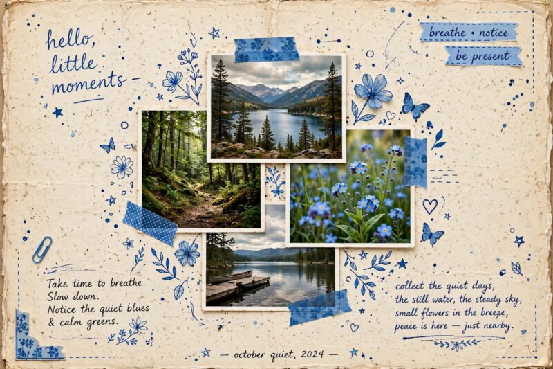 scrapbook page blue floral