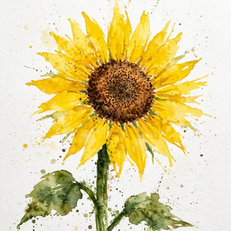 sunflower watercolor painting