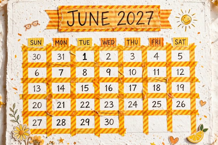 12 Best Creative Calendar Ideas That Are Aesthetic 4 to june 2027 washi calendar scrapbook flatlay