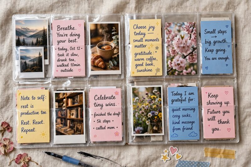 to scrapbook pocket page flatlay