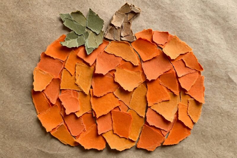 torn paper pumpkin craft