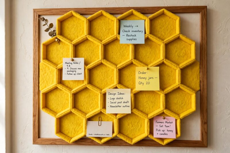 yellow honeycomb bulletin board